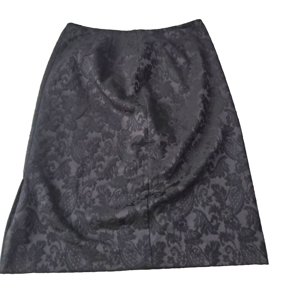 Chico's 0.5 Skirt, Cotton Blend, Black Jacquard Knee-length,  Pencil Skirt Black
